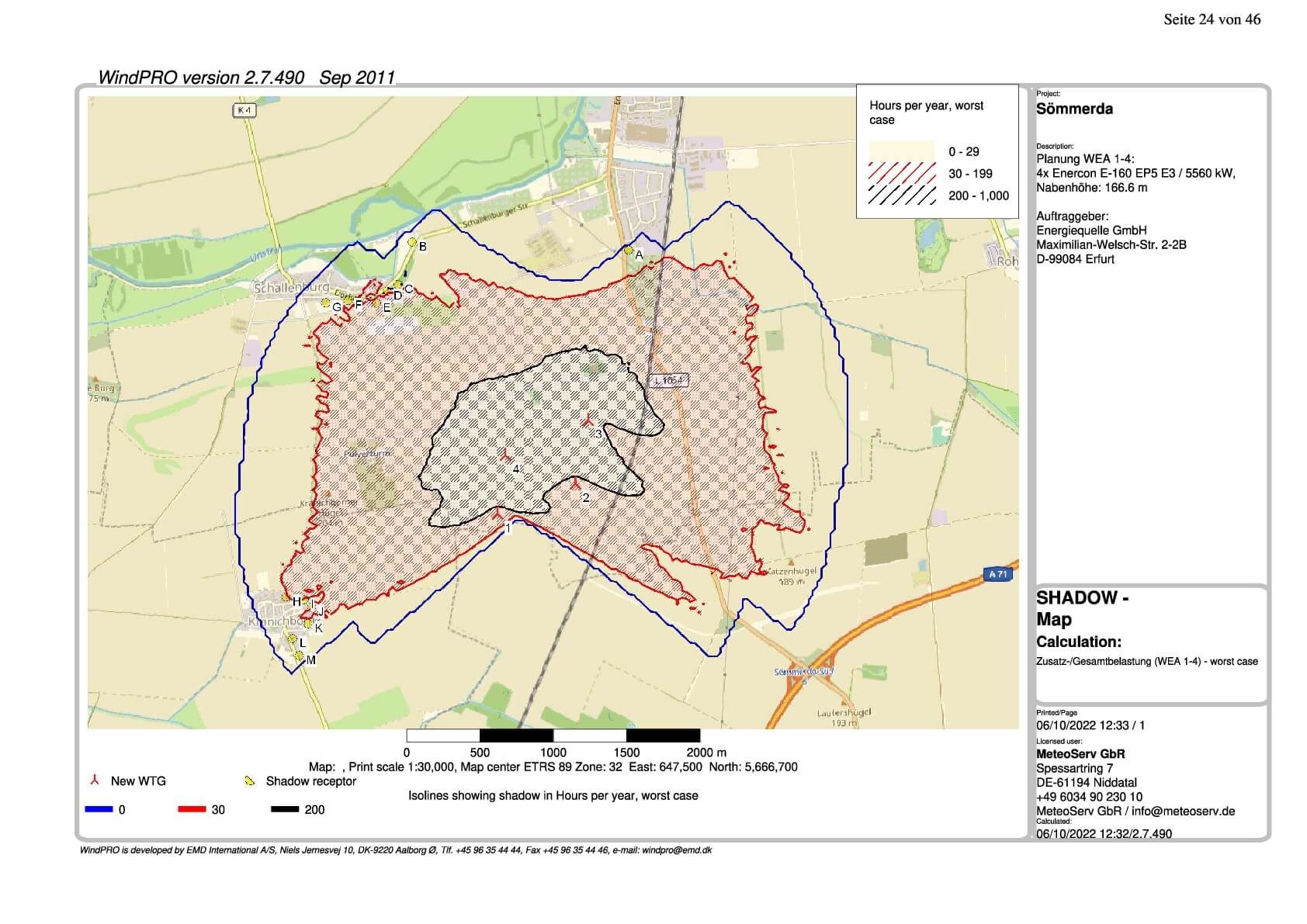 Schattenberechnungen Windpark Sömmerda
