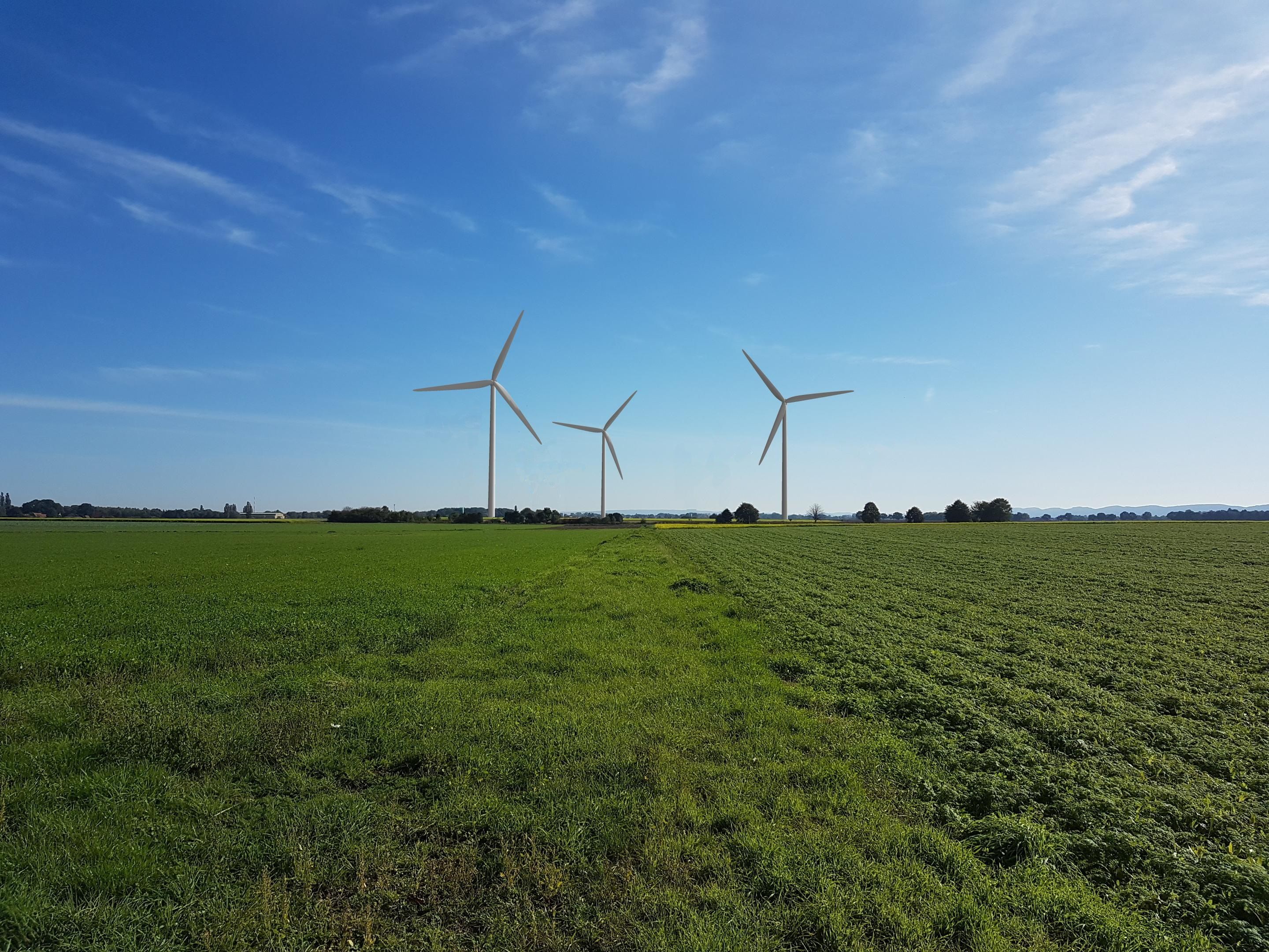 Visualisierung der drei neuen Anlagen im Repowering-Projekt in Minden