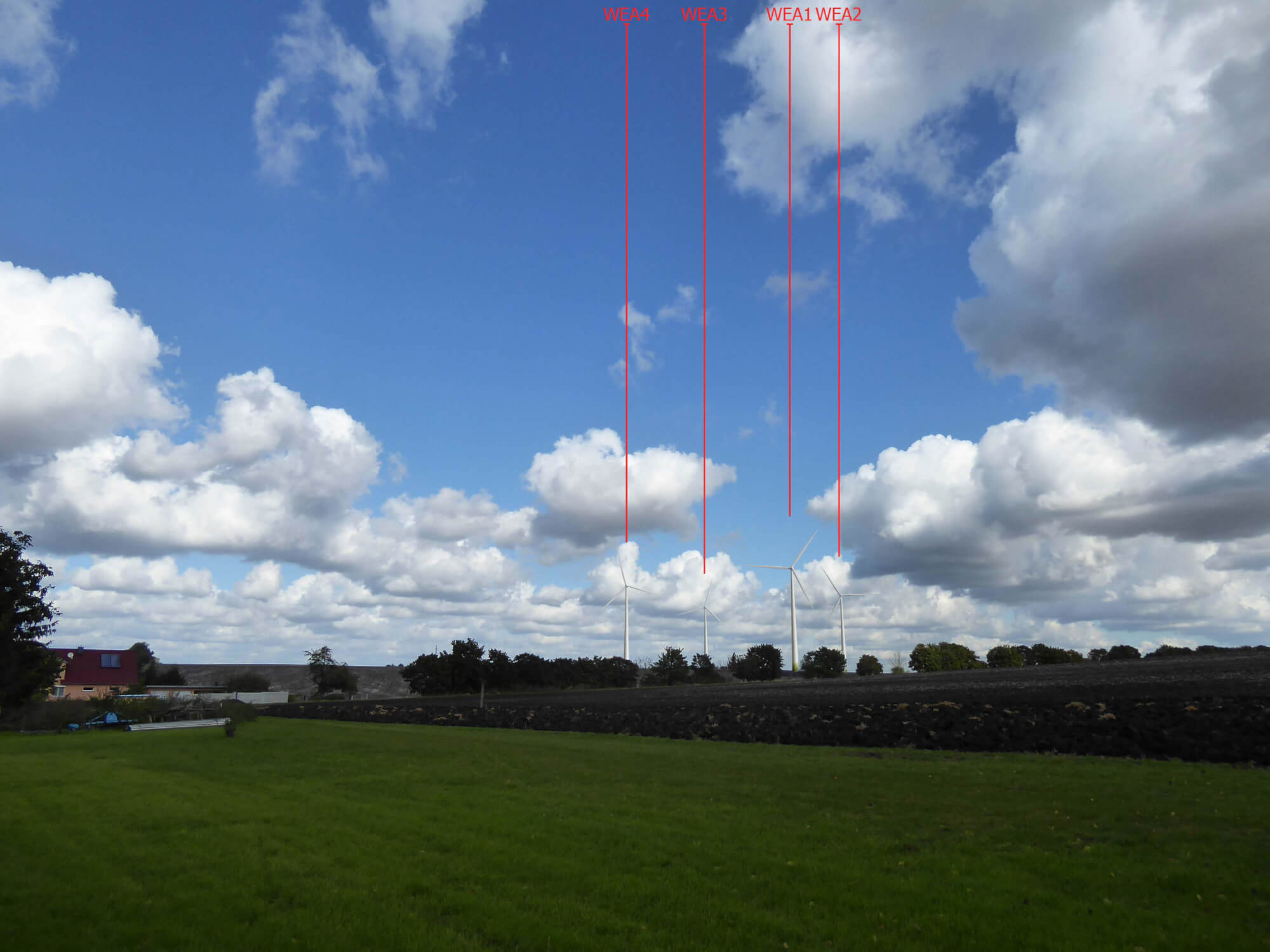 Visualisierung mit Blick aus Sömmerda auf geplanten Windpark