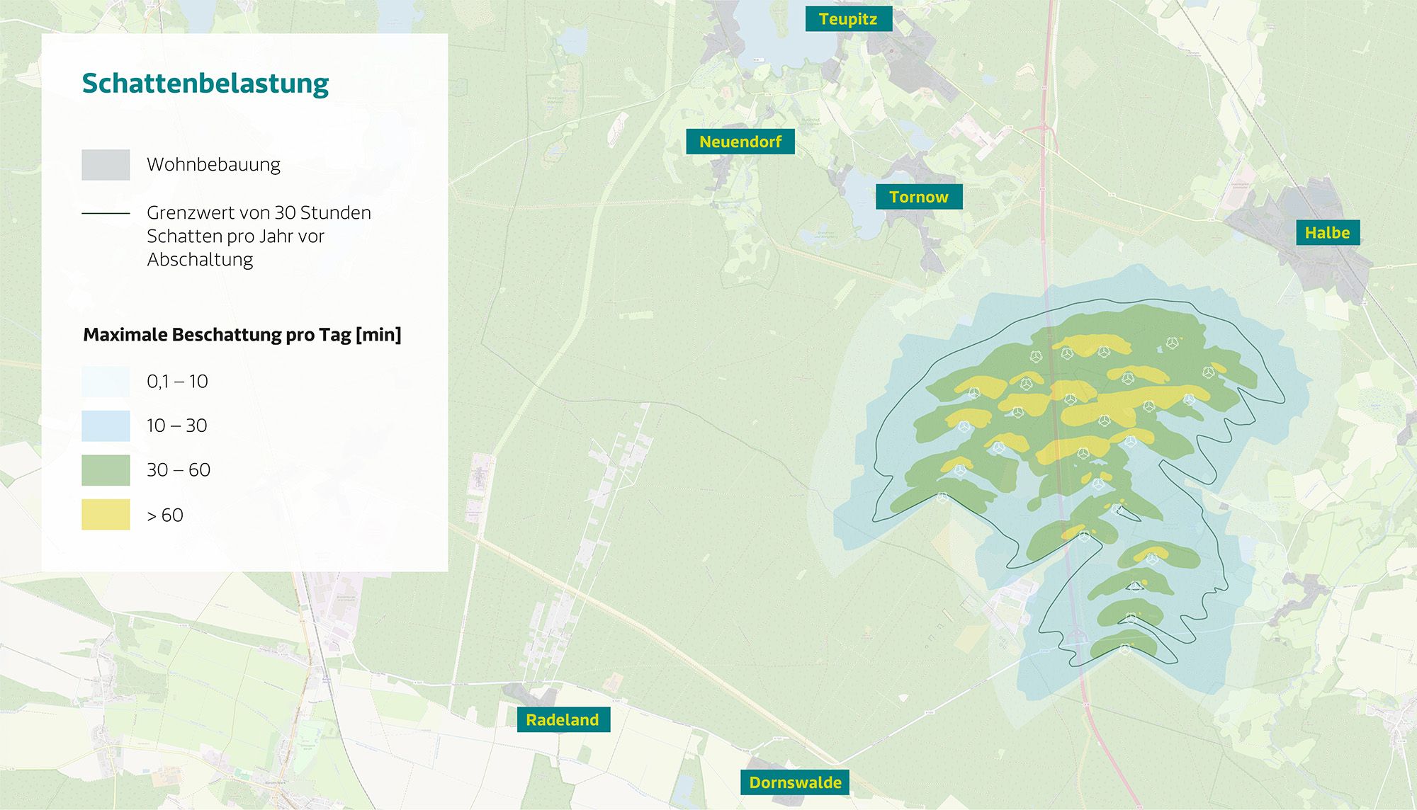 Schattenwurf vom geplanten Windpark in Teuputz