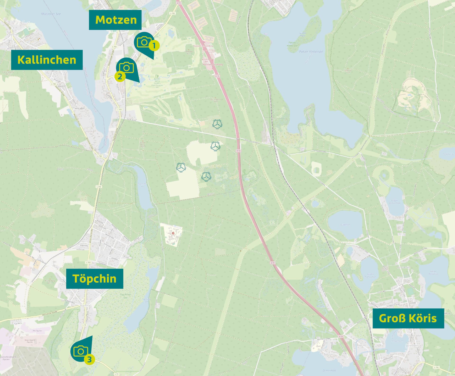 Fotopunkte der Visualisierungen Windpark Sömmerda